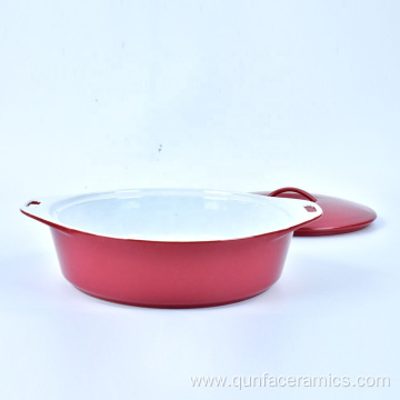 Round Ceramic Cooking Pot With Handle